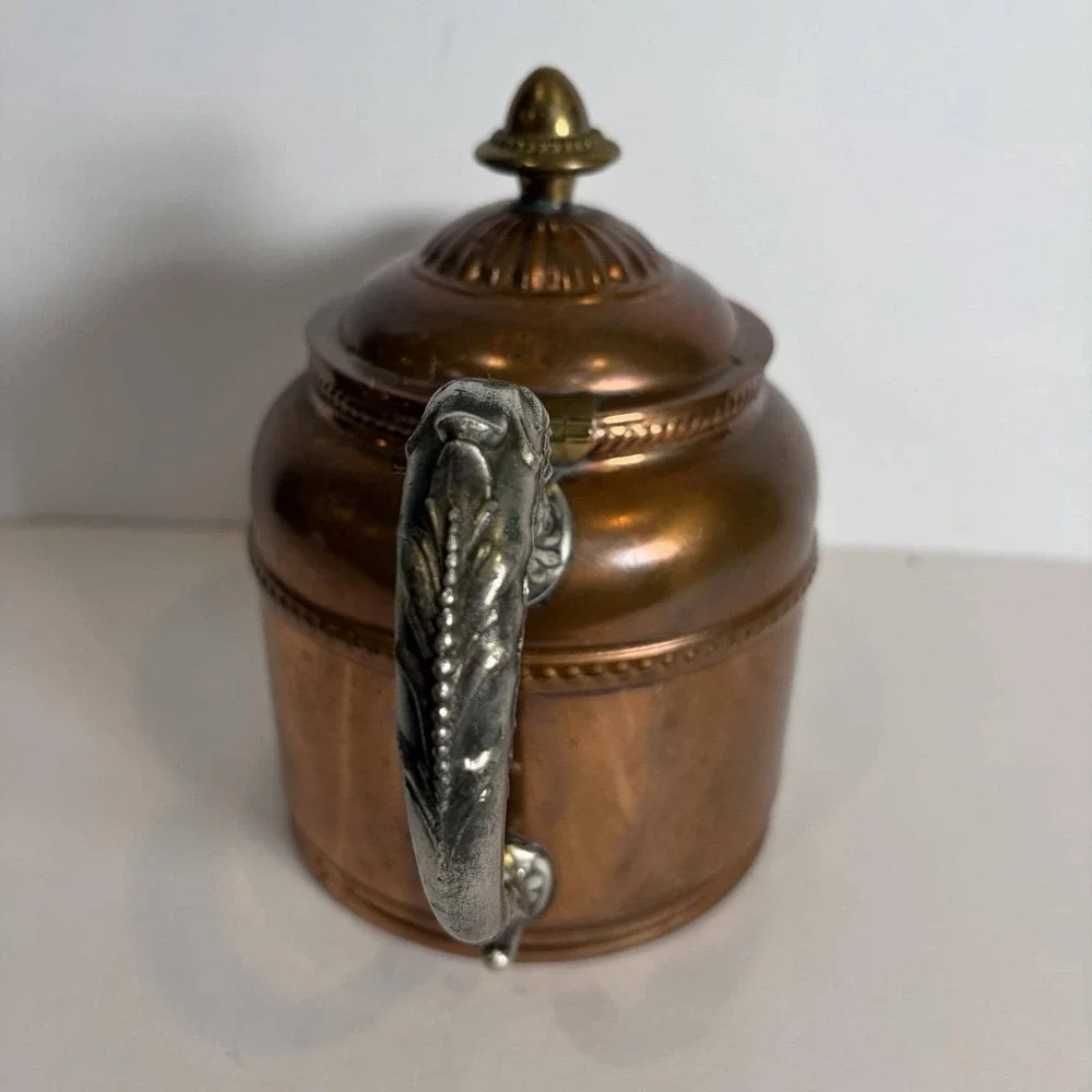 Antique Copper Brass Nickel Teapot Pitcher Rochester Stamping Works